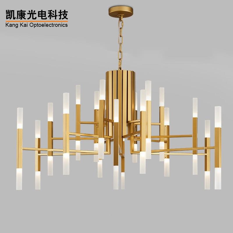 后现代创意个性大气客厅房间卧室灯样板房吊灯金7字管流星雨吊灯