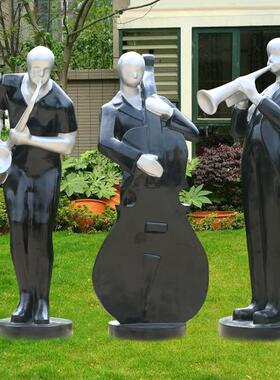 大型抽象音乐人雕塑商场广场美陈玻璃钢人物钢琴萨克斯大提琴摆件