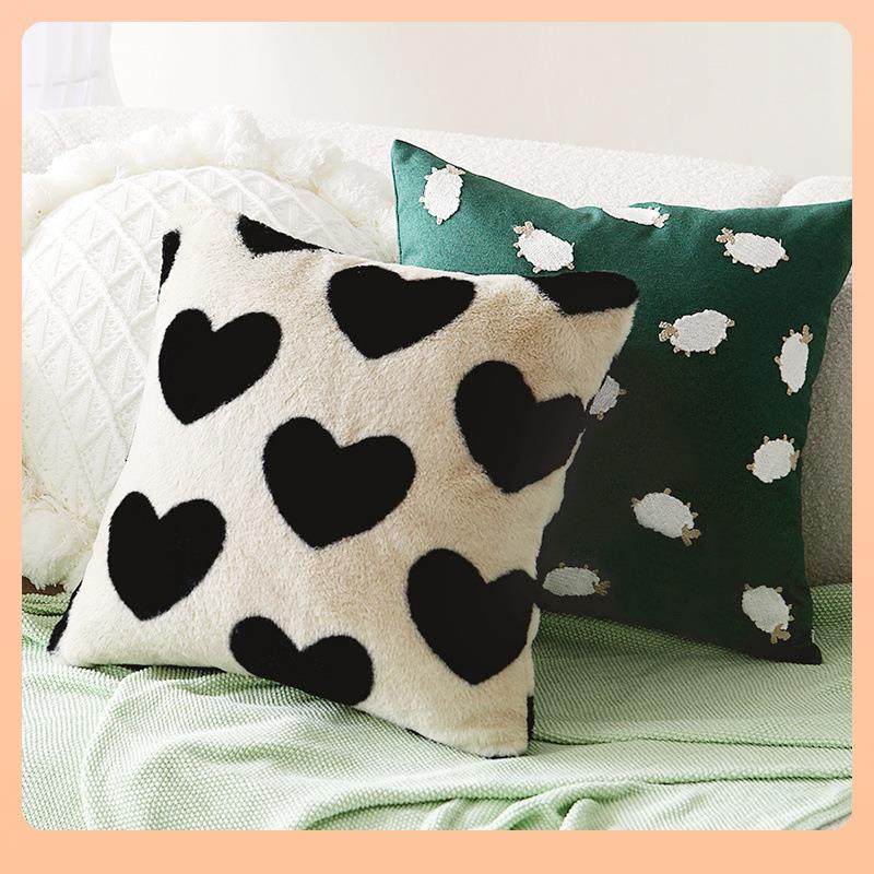 ◖毛绒抱枕可爱ins风抱枕套绿色办公室沙发客厅儿童睡觉靠垫