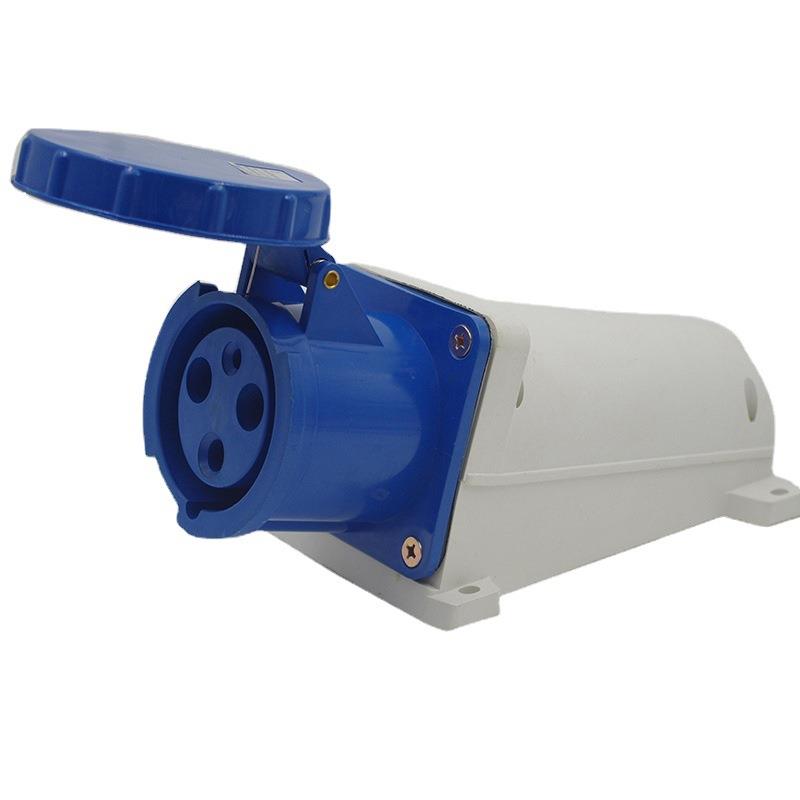 壁挂式明装挂墙插座143 防水插座 IP67 3P125A明装防水防尘插座