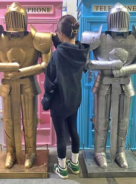 中世纪大号武士盔甲人模型复古铁艺铠甲骑士酒吧家居橱窗摆件装饰