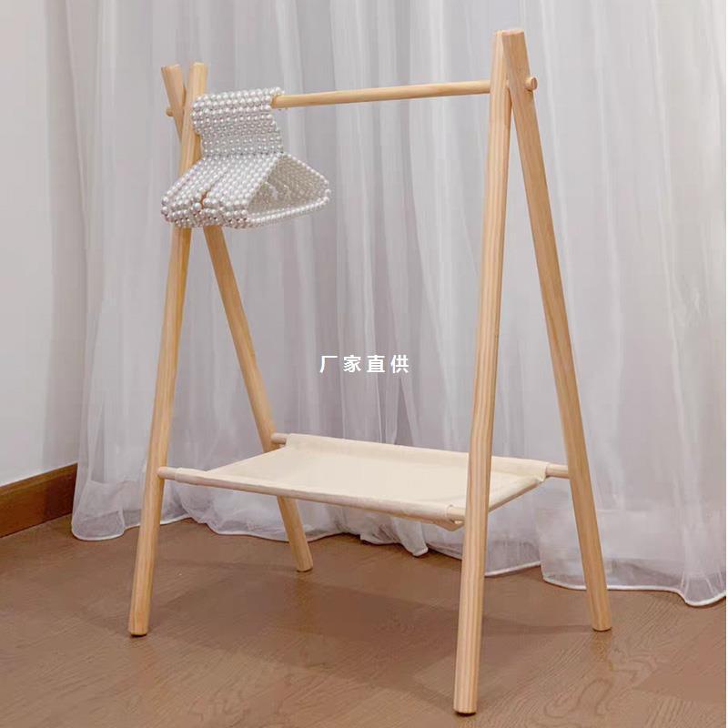 宠物衣架猫咪衣柜儿童简易衣帽架实木收纳架小型狗狗落地式衣架柜