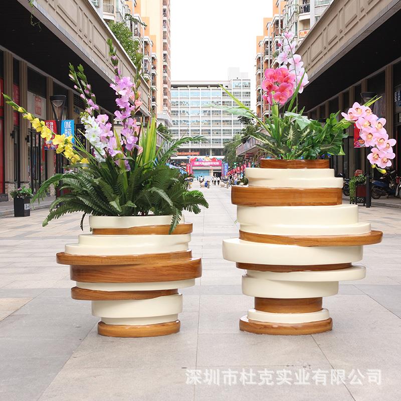 玻璃钢螺旋花盆大型商业开业美陈商场花钵户外广场酒店创意花器