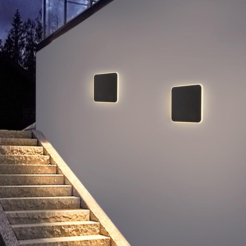 极简现代圆形LED户外防水壁灯IP65 室外墙壁灯别墅走廊过道入户灯