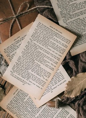 复古怀旧英文旧纸张背景纸装饰店面陈列杂货古Q老古董书页拍照道