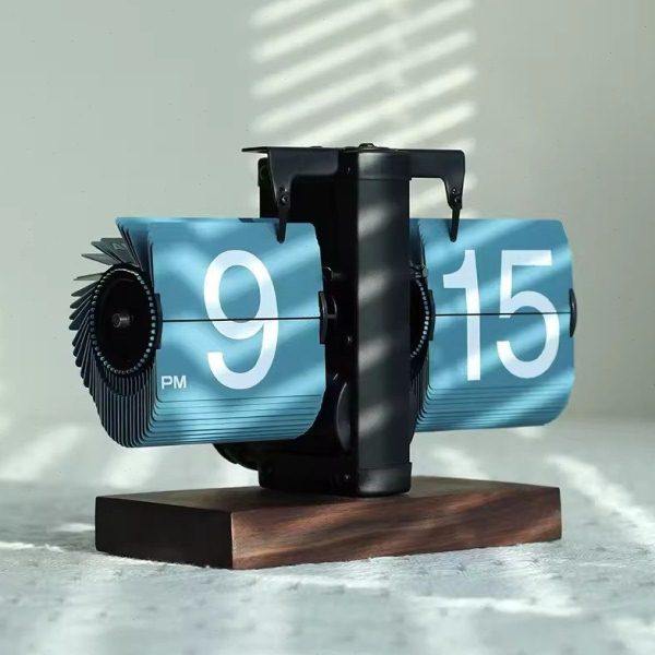 厂家自动翻页时钟个性桌面复古胡桃木数字座钟机械电子客厅摆件,家居饰品,立钟/落地钟,淘宝优惠券,粉丝福利购,淘宝优惠卷