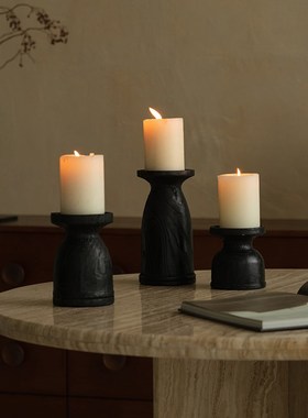 侘寂风复古烛台摆件民宿酒店餐厅客厅桌面装饰品V创意家居软装