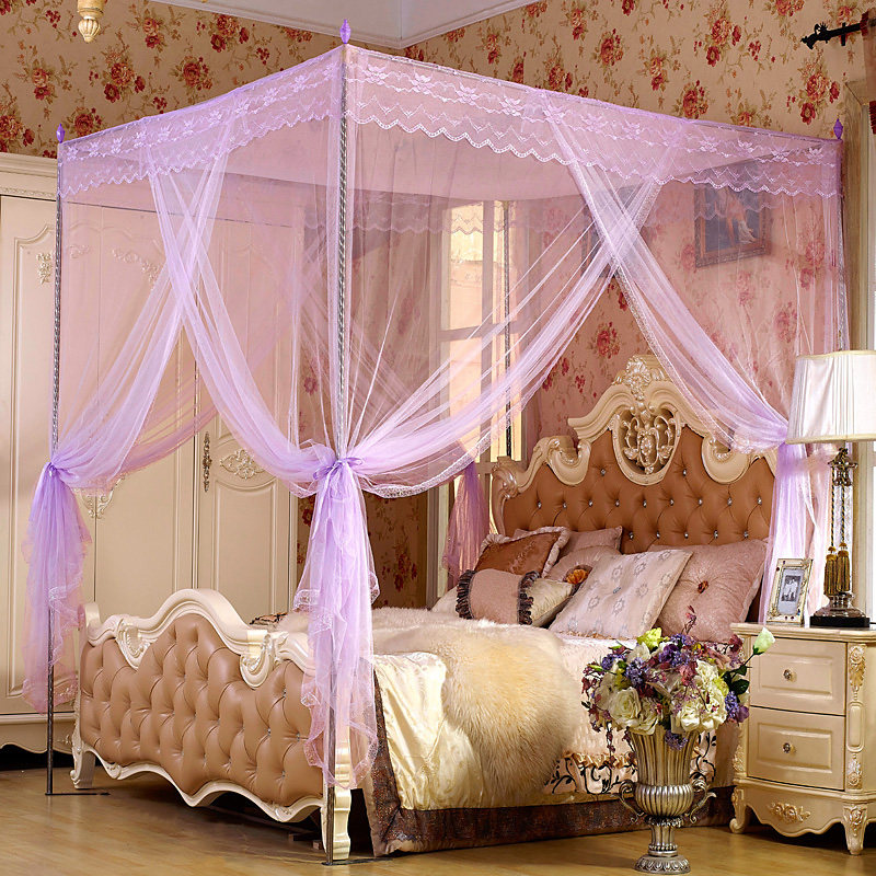 家用1.3d5米 1.8*2.2m单人床1.5小床简易不锈钢方顶三开门落地蚊