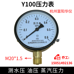Y100压力表杭州富阳华仪仪表有限公司测水压 油压 蒸汽压力。