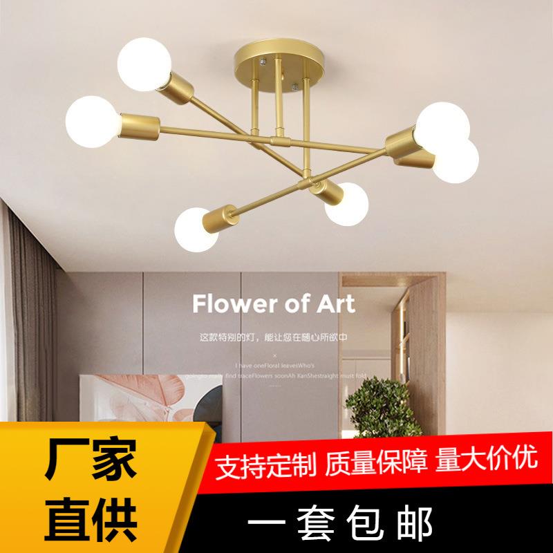 北欧卧室吸顶灯多头现代简约房间客厅灯创意蜘蛛铁艺枝型吊灯
