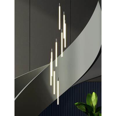 楼梯吊灯现代简约大气家用复式楼客厅loft极简公寓别墅旋转中空灯