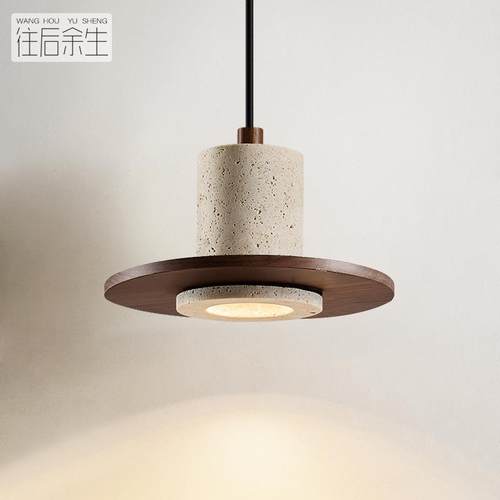 中古卧室床头小吊灯设计师2025新款复古侘寂风可升降吧台餐厅灯具