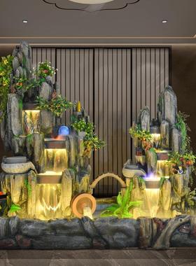 大型假山流水喷泉装饰公司孔雀山水阳台花园别墅室内鱼池庭院摆件