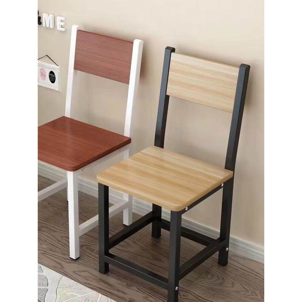 W7简约现代钢木椅家用食堂饭店椅小吃店快餐店餐厅靠背餐椅组装批