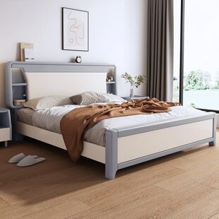 加宽实木床北欧双人床主卧2米x2米2大床200×220两米乘两米二大床