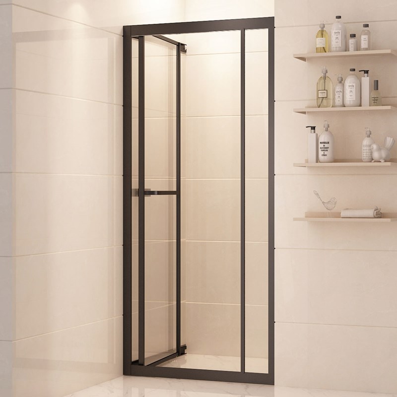 定制整体a卫生间黑色全包框内飞门方型淋浴房开门玻璃干湿分离浴