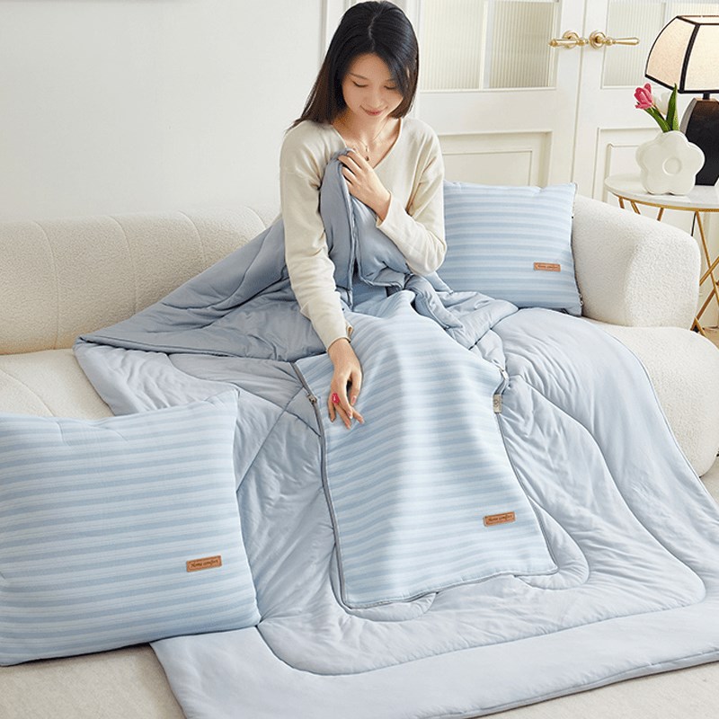 简约商务凉感抱枕被子两用午x睡枕头汽车靠垫二合一空调夏凉被折