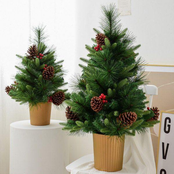 诺琪 60/90cm豪华加密松果迷你圣诞树桌面摆件小型圣诞树圣诞装饰