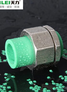 天力管ppr水管管材配件白色绿色管材双承口活接头20 25