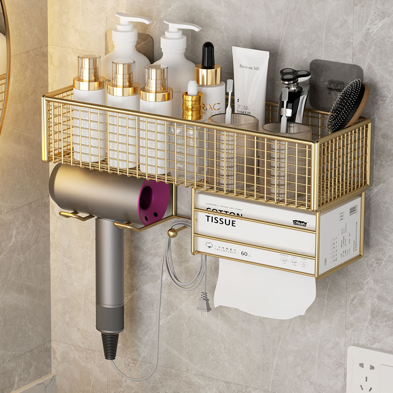 吹风机置物架卫生间浴室壁挂式支架洗漱台K厕所洗手间免打孔收纳