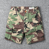 迷彩工装 美式 短裤 男士 男款 夏季 复古咔叽宽松直筒休闲全棉五分裤 潮