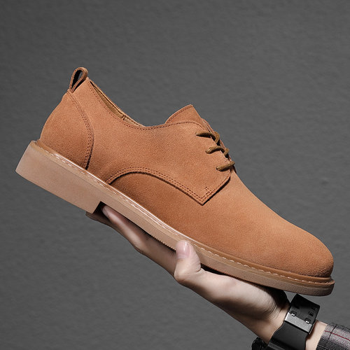 男鞋夏季翻毛皮马丁靴男低帮英伦真皮软底商务休闲磨砂反绒皮鞋男