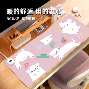 汇翔百变小白狗加热鼠标垫办公室超大电脑桌面防水发热桌垫宿舍学