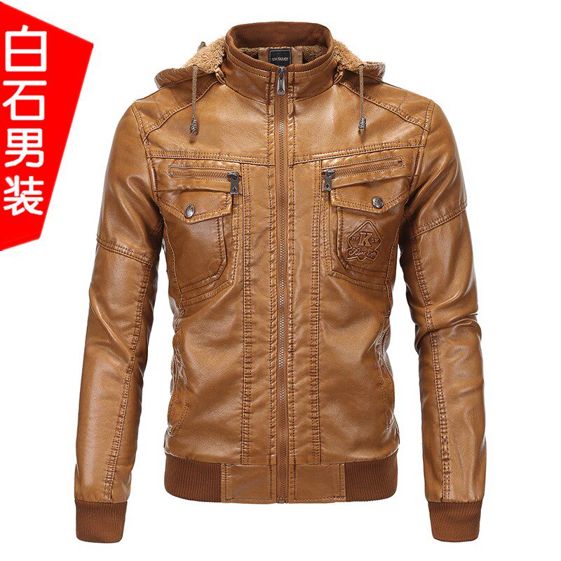 春季新款皮衣男机车外套修身欧码青少年皮夹克衫潮流帅气秋冬立领