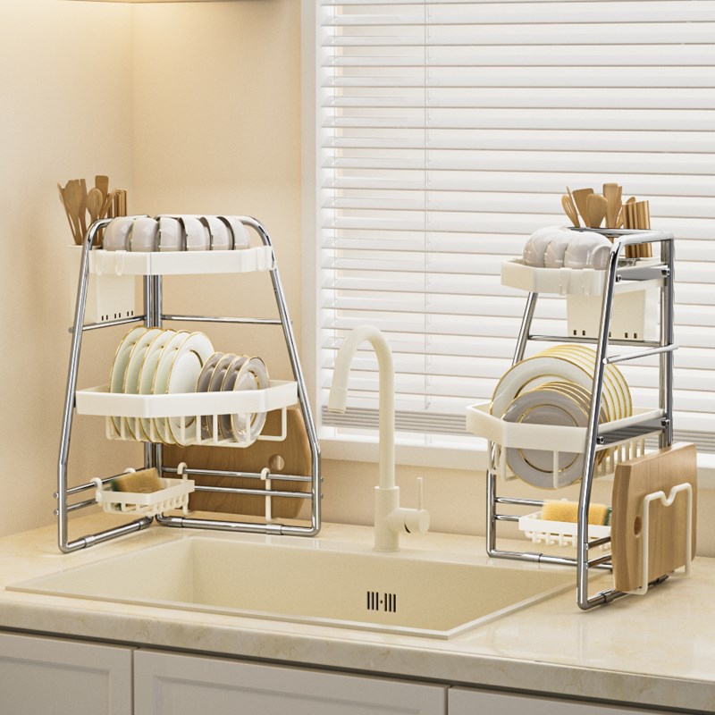 厨房水槽置物架多功能碗盘沥水架洗碗池台面水池上方放碗碟收纳架