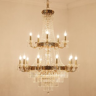 全铜法式奢华水晶吊灯 别墅楼A梯大厅中空复式楼餐厅高档会所吊灯