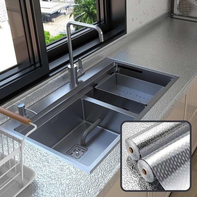 橱柜防油贴纸抽屉垫纸铝箔锡纸厨房防火灶台防水防潮柜子自粘墙纸