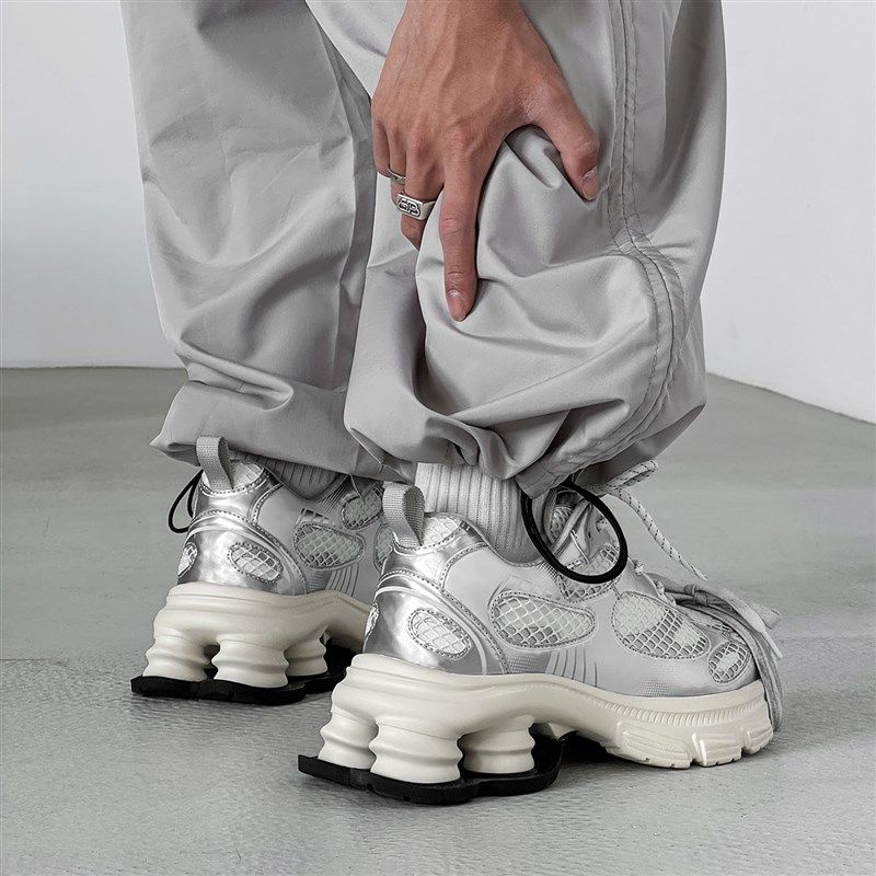 小众高级感厚底增高老爹鞋男女高跟鞋子男潮夏季男鞋网面透气百搭