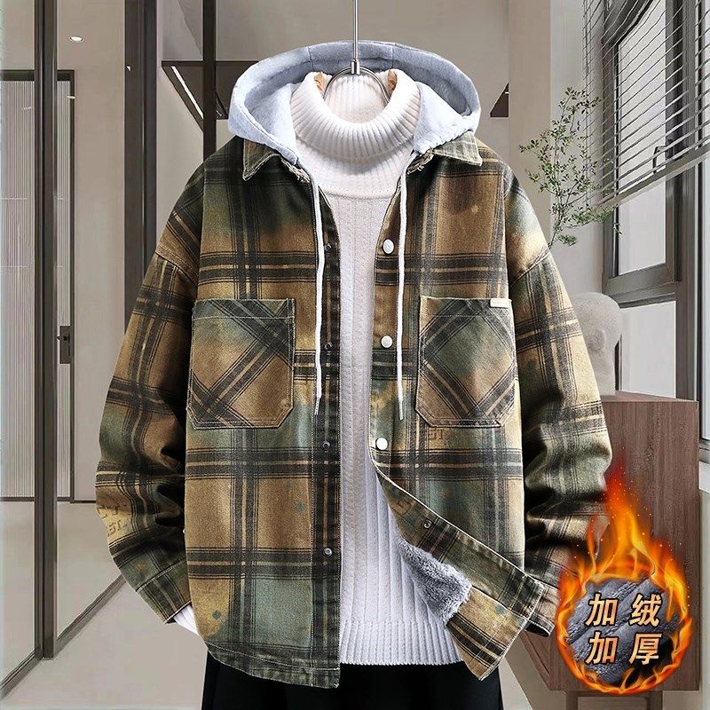 时尚加绒加厚牛仔外套男士秋冬季日系复古帅气青少年男装夹克外衣,男装,牛仔外套,淘宝优惠券,粉丝福利购,淘宝优惠卷