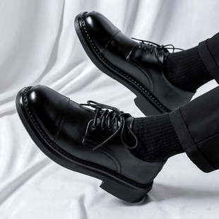 宽头三接头军官皮鞋男商务正装真皮透气男士西装工作鞋新郎结婚鞋