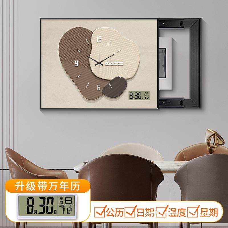 时来运转电表箱装饰画带钟表2025新款电闸配电箱电源盒遮挡挂画