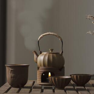 小茶炉茶具煮茶套装茶壶泡茶加热古法煮茶炉蜡烛陶壶围聚围炉