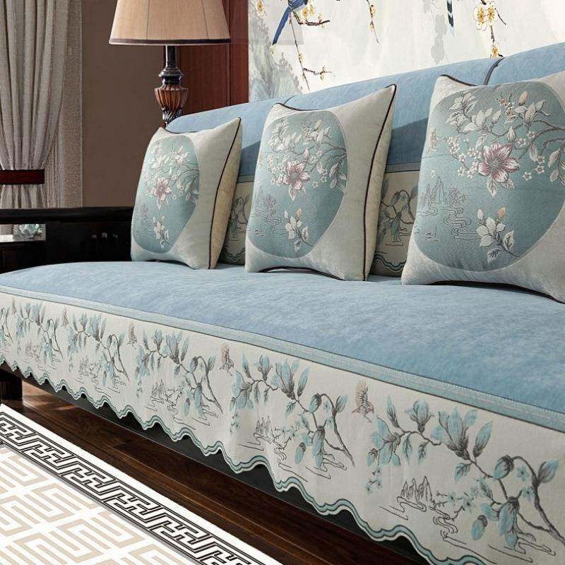 新中式沙发垫四季通用家具中式座垫实木沙发套罩盖布防滑坐垫