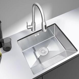 家用阳台洗衣盆带搓板SUS304不锈钢单槽台下手工洗衣池小号洗手台