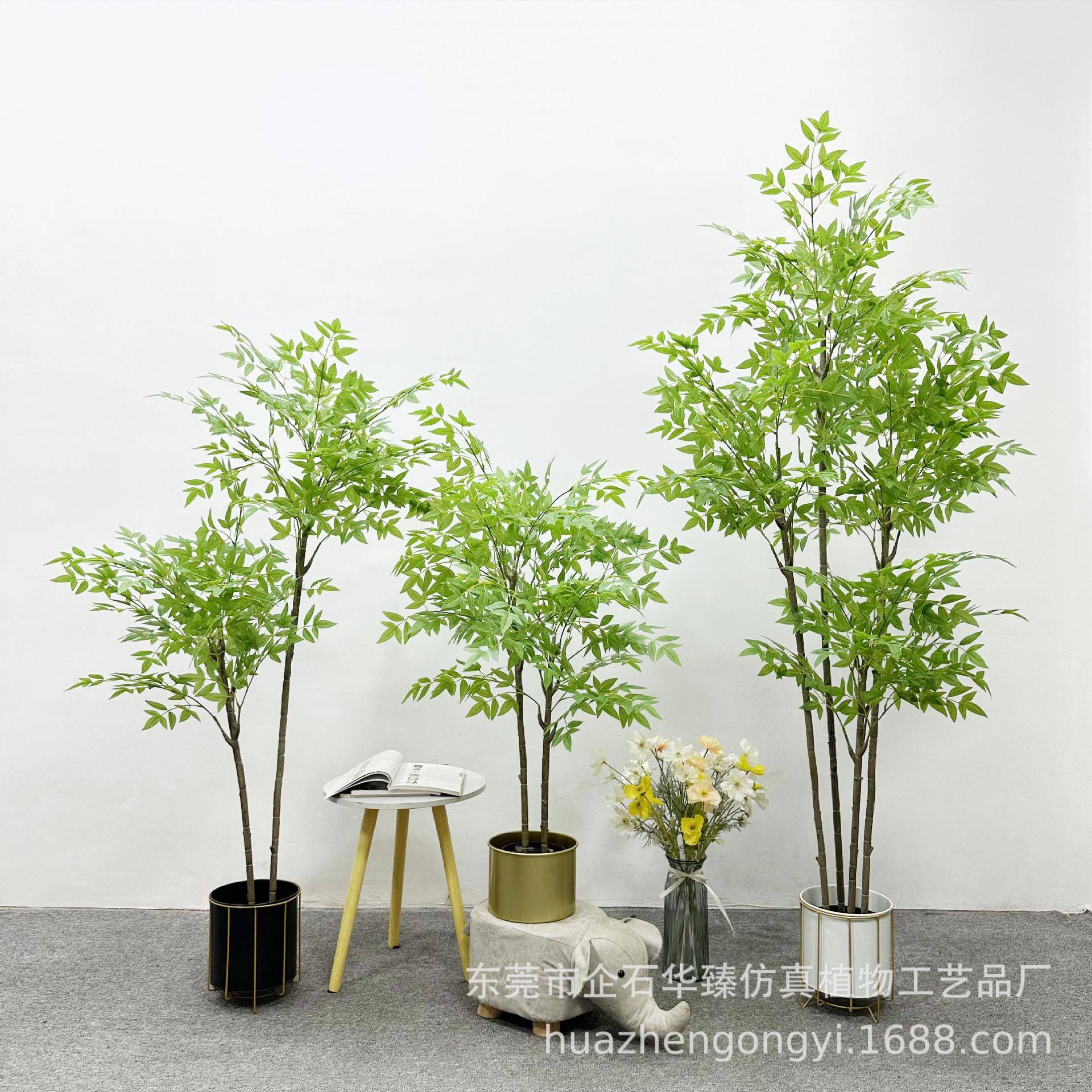 仿真南天竹新中式天葵竹家居室内样板间婚庆摄影人造植物装饰摆件
