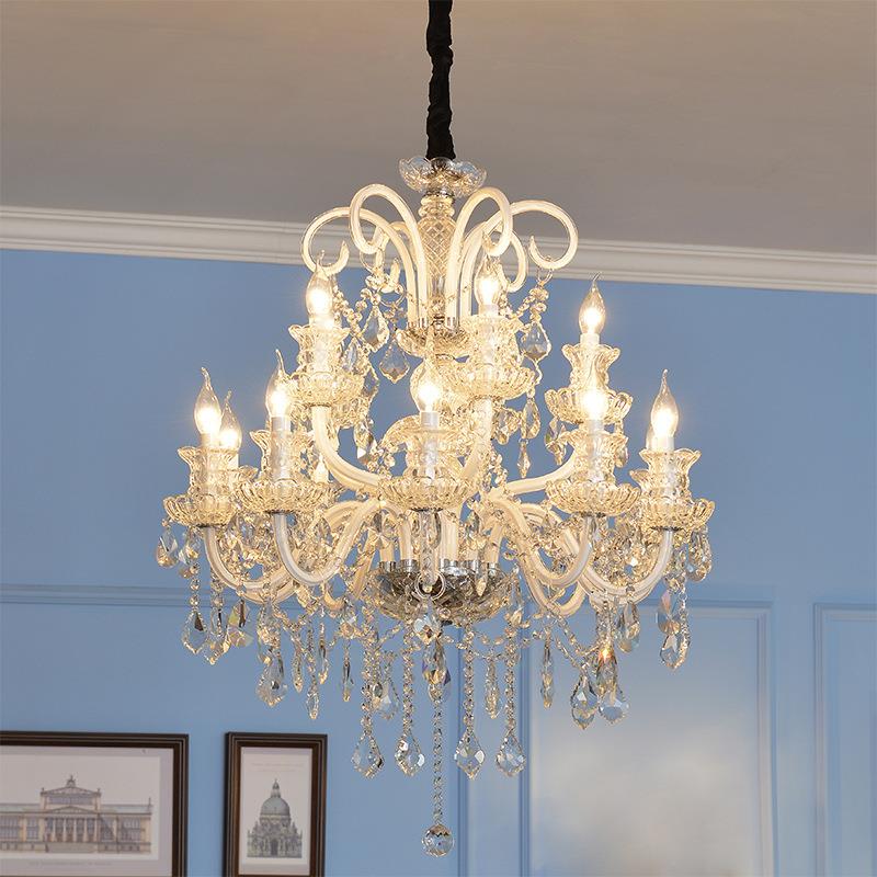 欧式客厅水晶灯餐厅卧吊灯店华大气别室墅楼奢梯间酒595大厅灯蜡
