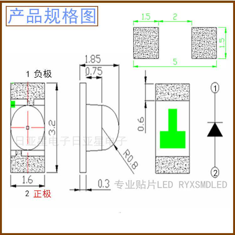 1206红色球头3216翠绿聚光带透镜小角度贴片led灯珠发光管高亮