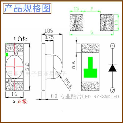 1206红色球头3216翠绿聚光带透镜小角度贴片led灯珠发光管高亮