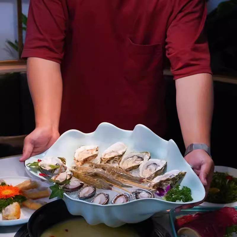 玖月美创意餐具海鲜三文鱼日料刺身盘网红海鲜打边炉大海螺干冰盘,餐饮具,盘,淘宝优惠券,粉丝福利购,淘宝优惠卷