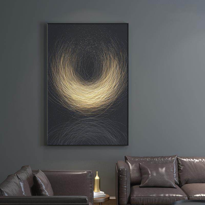 光影现代轻奢客厅装饰画抽象线条大气沙发背景挂画大尺寸落地画