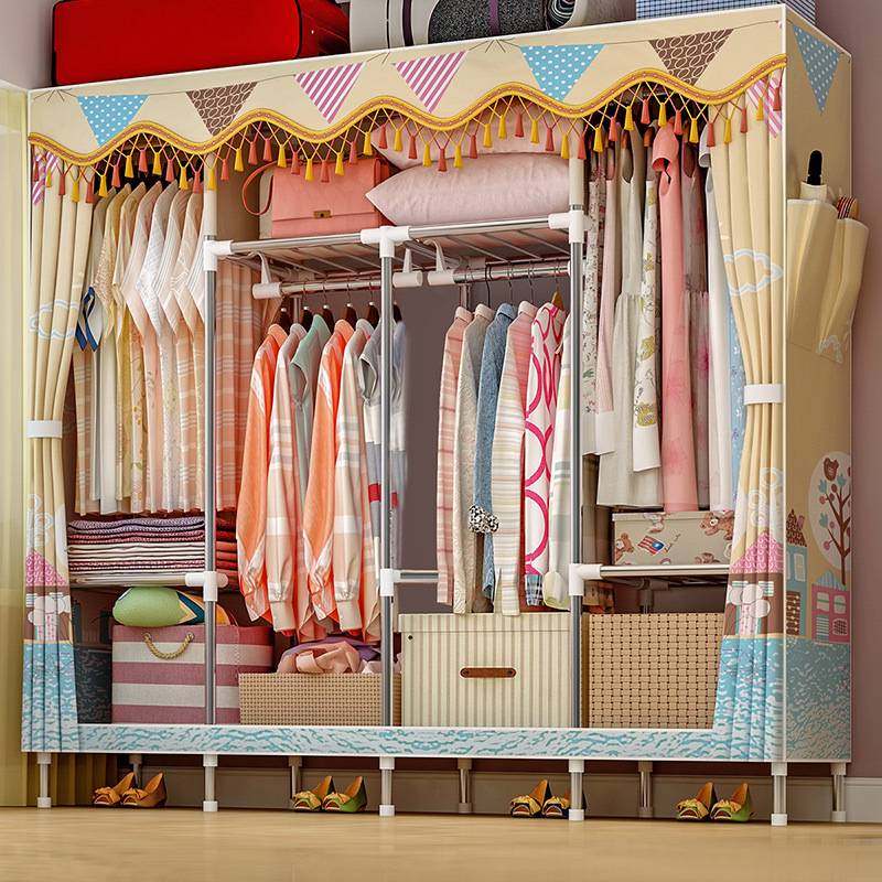 索尔诺简易衣柜布艺19mm钢架布衣柜简约现代经济型组装衣橱收纳柜