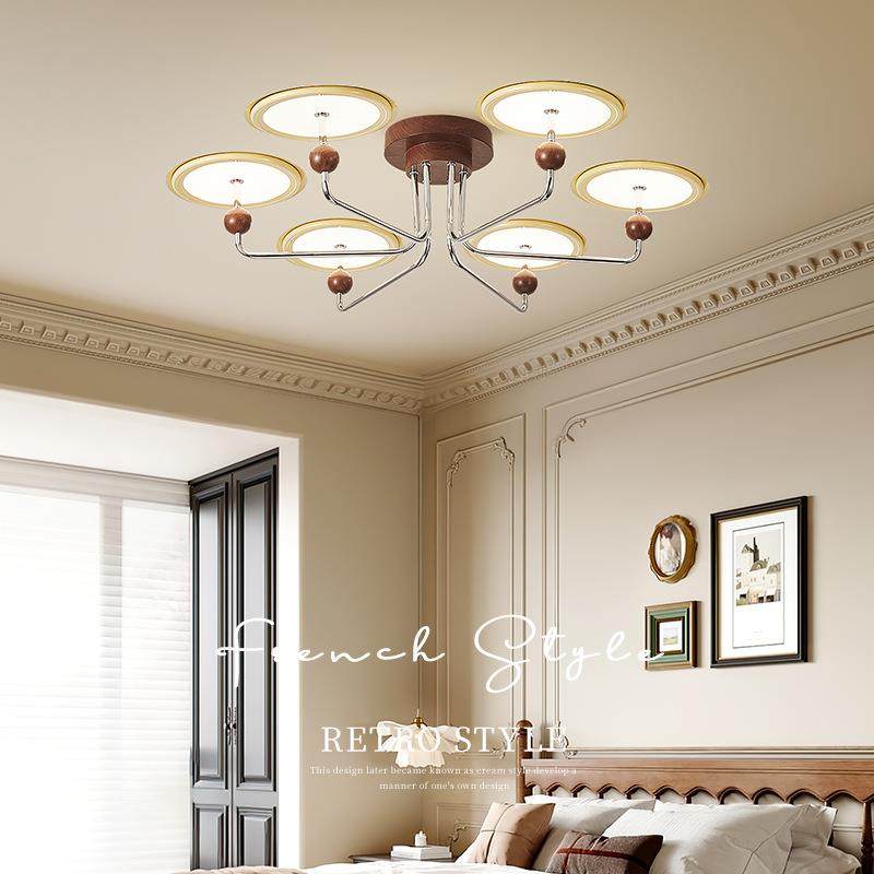 法式复古客厅灯中古胡桃木奶油风个性创意星轨飞碟卧室餐厅主吊灯,家装灯饰光源,智能吊灯,淘宝优惠券,粉丝福利购,淘宝优惠卷