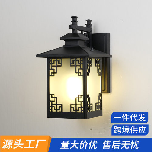 中式太阳能户外防水壁灯别墅庭院外墙大门两侧阳台室外花园复古灯