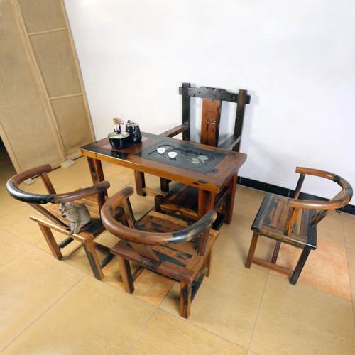 老船木茶桌功夫泡茶茶桌椅组合家用原木茶台实木小型茶几