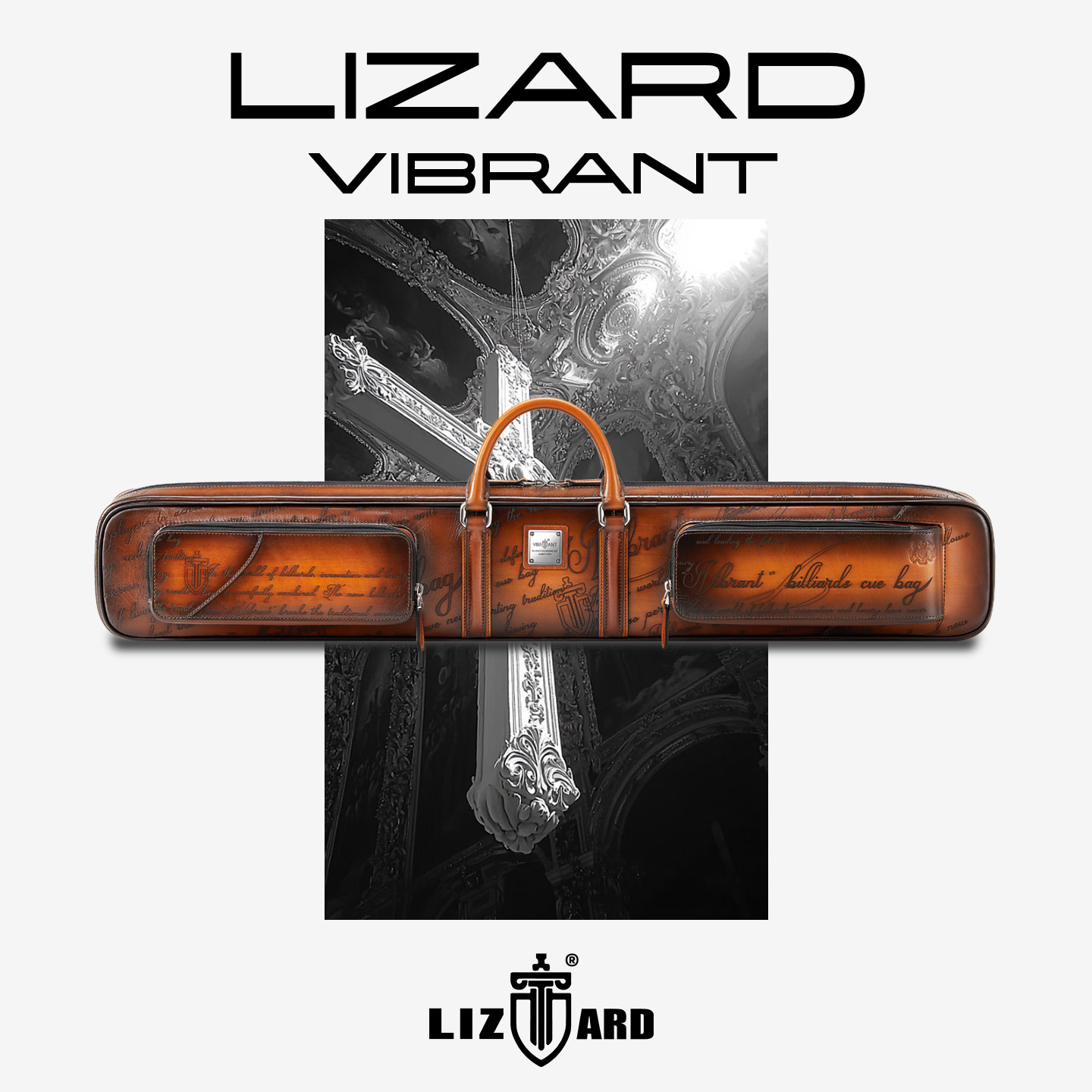 LIZARD莱瑟塔复古擦色牛皮7孔多功能可拆卸内胆大头杆台球杆包