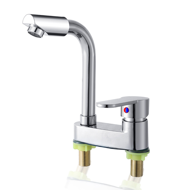 冷热水龙头卫生间台上盆洗手洗脸池全铜冷暖面盆双孔洗脸盆水龙头